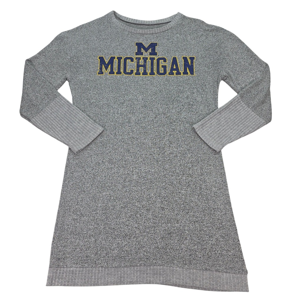 Concepts Sport Michigan Wolverines Light Sweater Dress Gray Heathered Small